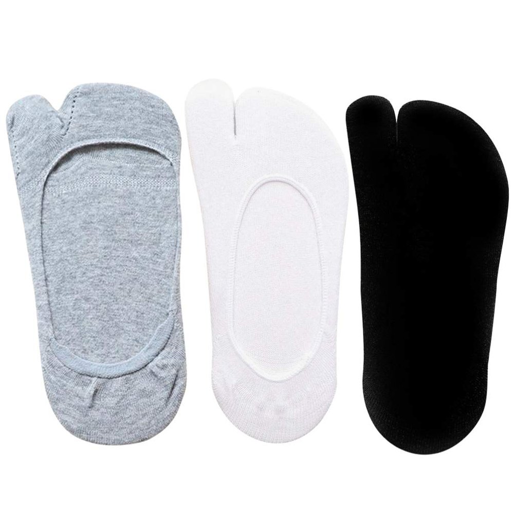 3 Pairs Tabi Socks Flip-flop Socks Non Slip No Show Flat Boat Line for Women Girls