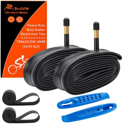 700C Heavy Duty Bike Tubes 700x25C/26C/28C/32C/34C AV48 Schrader Valve (25/34-622) 700C Bicycle Inner Tubes Compatible with 700x25C 700x26C 700x28C 700x30C 700x32C Bike Tire Tubes 2-PCS