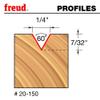 Freud 1/4" (Dia.) 60 V Grooving Bit with 1/4" shank, 2" overall length (20-150) view 2