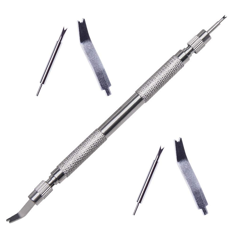 5 Pieces Spring Bar Tool Watch Repair Tool Kit for Watch Band Replacement and Pin Tool Set, Silver