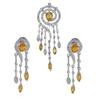 Silvesto India Yellow Quartz & Cubic Zircon 925 Silver Plated Earring & Pendant Set view 1