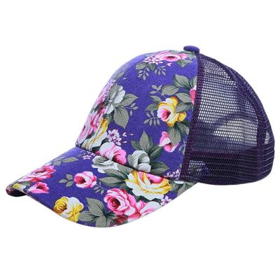 Kangqifen Womens Baseball Cap Floral Pattern Mesh Trucker Hats Sun Visor Adjustable Purple