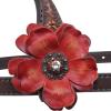 Circle Y Sarah Rose Vintage Hand-Tooled Leather One Ear Headstall with Red Flower Conchos, Chicago Screws & Durable Stainless Steel Hardware for Show & Everyday Riding view 3
