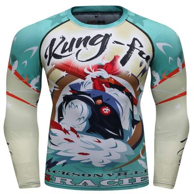 Red Plume Men Compression Tights Sports T-Shirt,Digital Printing Fitness Shirt (Kung-Fu, L)