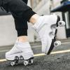 Automatic Walking Shoes Invisible Roller Skate 2 in 1 Removable Pulley Skates Skating Double-Row Deform Wheel Deformation (White high, US 5) view 2
