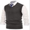 PJ PAUL JONES Mens Casual V-Neck Pullover Sweater Vest Solid Color Plain Knitwear Dark Grey S view 2