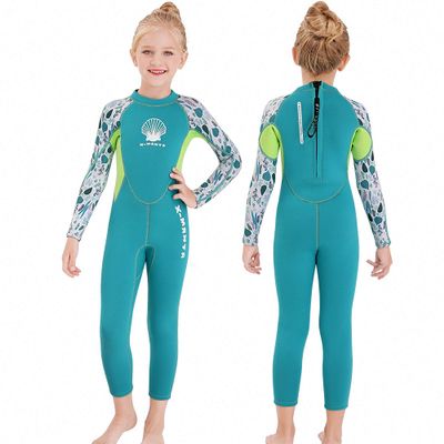 MWTA Wetsuit for Kids Boys Girls 2.5mm Neoprene Thermal Swimsuit Fullsuit Wet Suits Long Sleeve for Toddler Child Junior Youth Swimming, Diving, Surfing Aqua-S