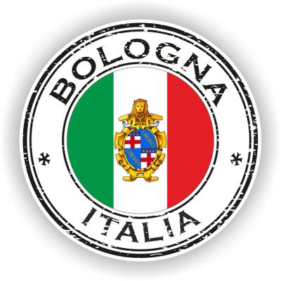 1x Bologna Round Vinyl Waterproof Sticker - 5cm / 2inches