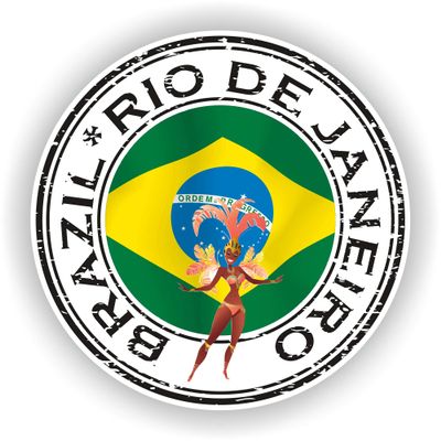1x Brazil Rio De Janeiro 02 Round Vinyl Waterproof Sticker - 10cm / 4inches