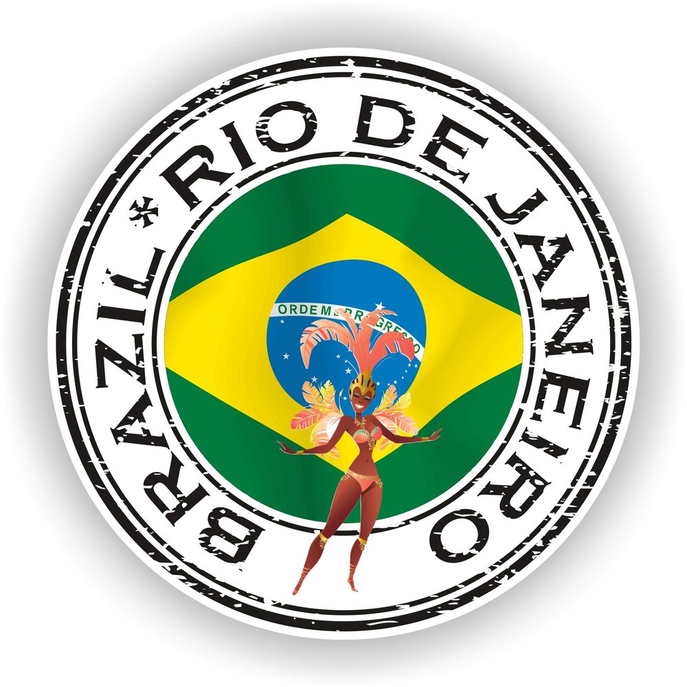 1x Brazil Rio De Janeiro 02 Round Vinyl Waterproof Sticker - 10cm / 4inches