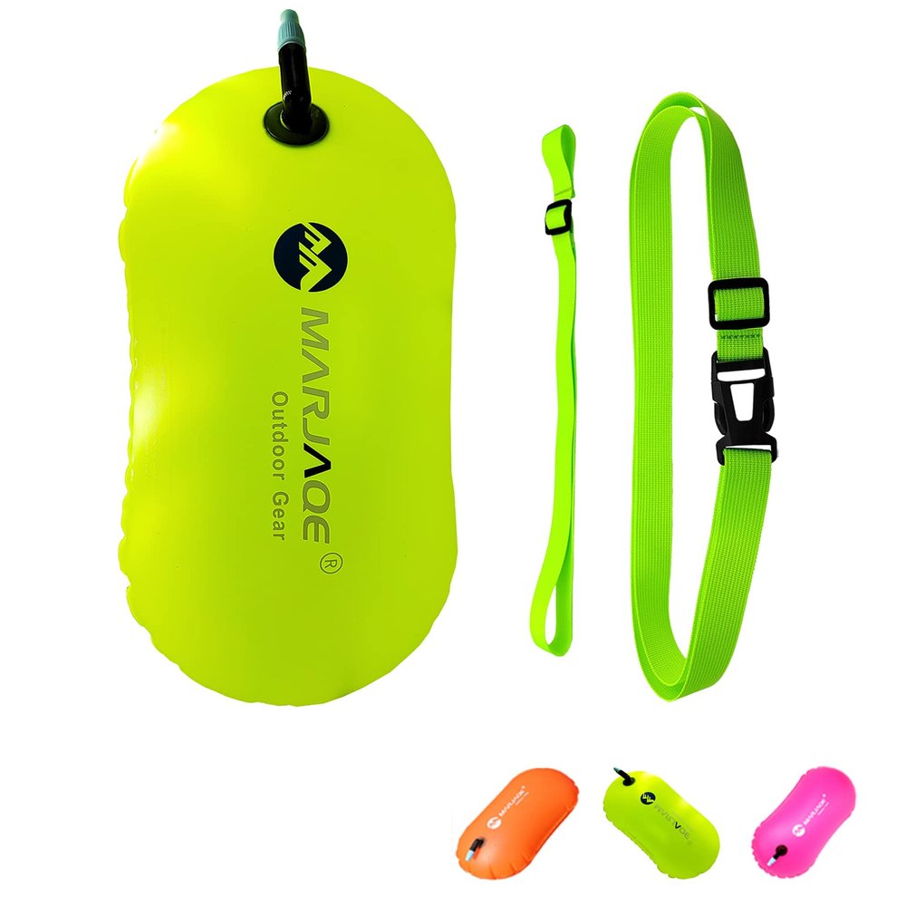 MARJAQE Swim Belts for Open Water,Swim Buoy for Open Water Swim Float for Safer Swim Training (Green)