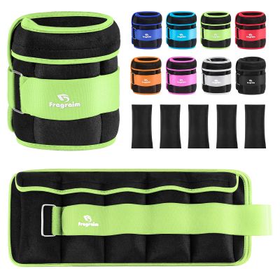Adjustable Ankle Weights 1-4 LBS Pair with Removable Weight for Jogging, Gymnastics, Aerobics, Physical Therapy, Resistance Training|Each 0.4-2 LBS, Total 4LBS, Green
