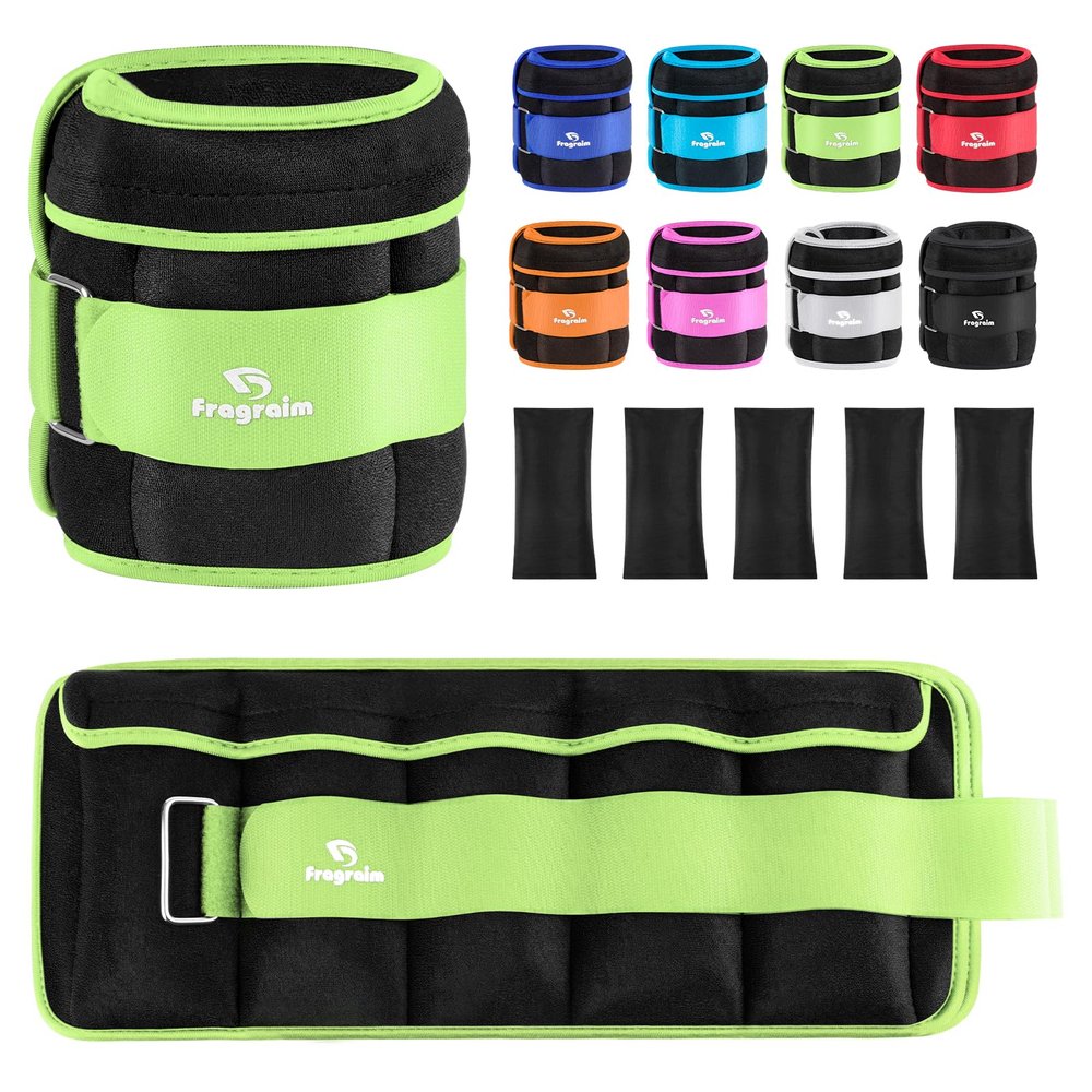 Adjustable Ankle Weights 1-4 LBS Pair with Removable Weight for Jogging, Gymnastics, Aerobics, Physical Therapy, Resistance Training|Each 0.4-2 LBS, Total 4LBS, Green