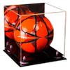 Better Display Cases Acrylic Display Case for Collectibles, Full Size Soccer Ball Display Case,Pink Risers & Black Base, Handcrafted Showcase Box.DIM;9.75" L x 9.75" W x 9.75" H. (B02) view 1