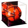 Better Display Cases Acrylic Display Case for Collectibles, Full Size Soccer Ball Display Case,Purple Risers & Black Base, Handcrafted Showcase Box.DIM;9.75" L x 9.75" W x 9.75" H. (B02) view 1