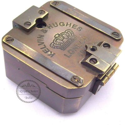 Solid brass kelvin & hughes 1917 Brunton Compass/antique compass with leather case