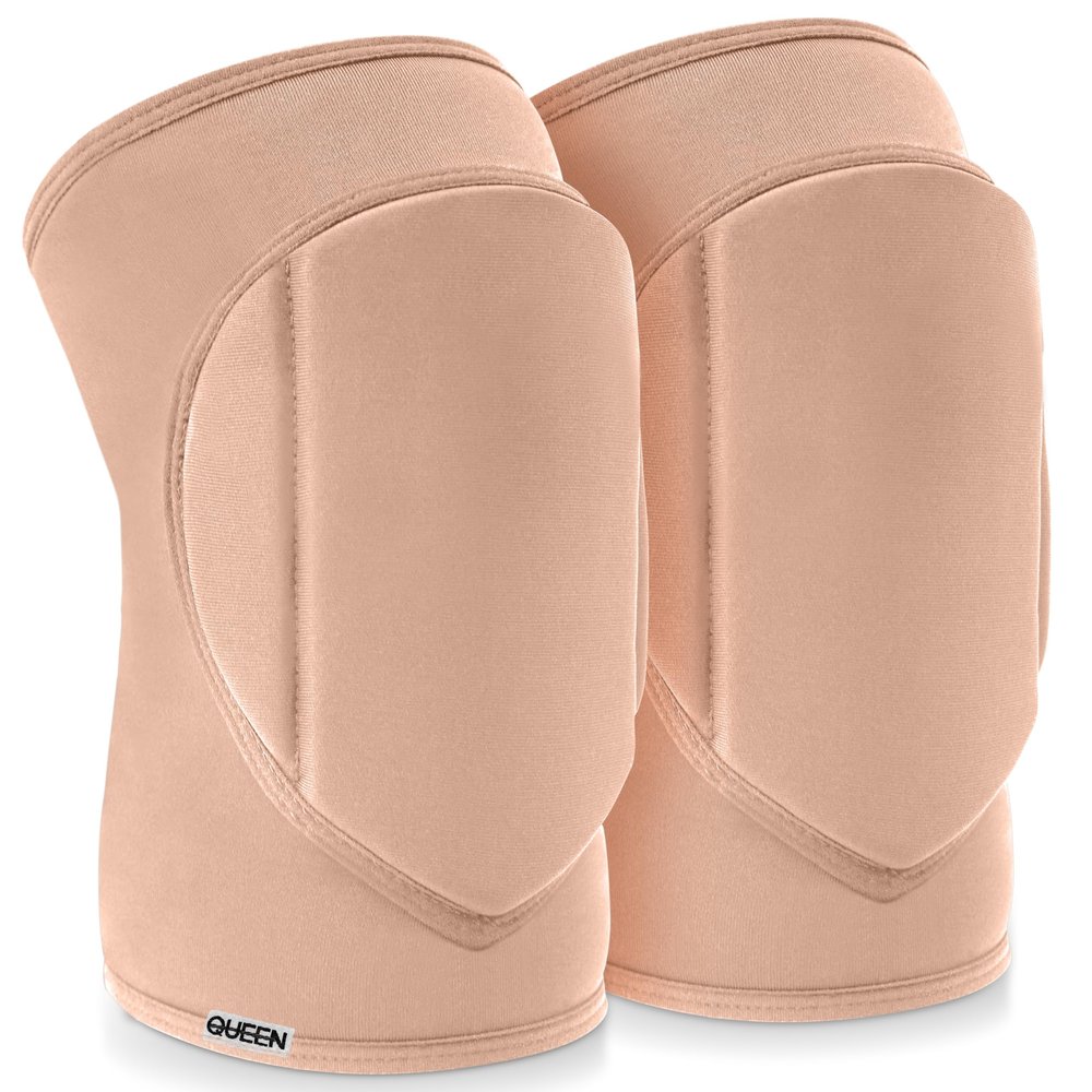 Queen Wear  Nude Latte  Pole Dance Knee Pads  Perfect Woman Protection for Ballet Modern Dance and Indoor Sports (XL)