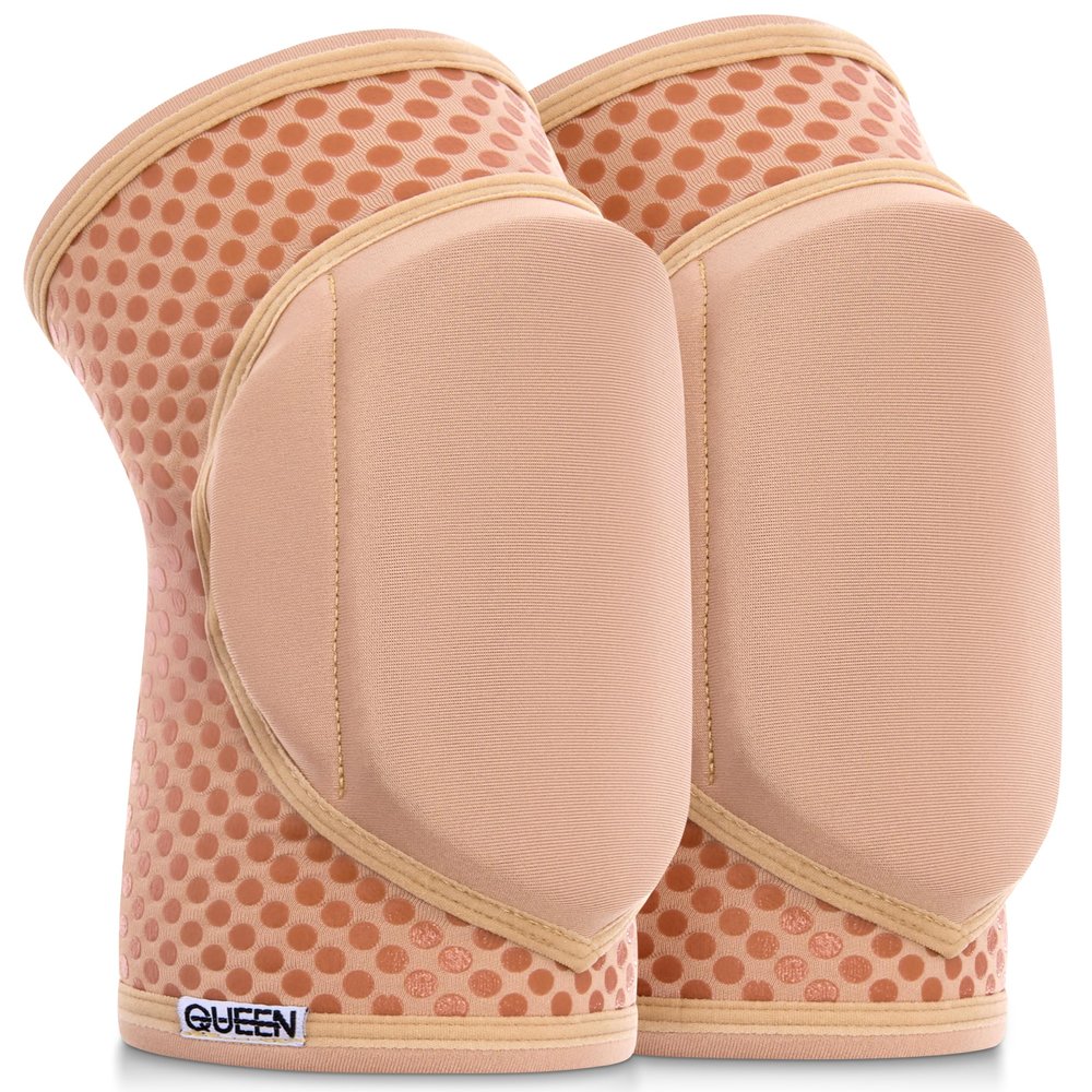 Queen Wear  Nude Latte Grip  Pole Dance Knee Pads  Perfect Woman Protection for Ballet Modern Dance and Indoor Sports (XL)