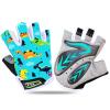 FINGER TEN Kids Junior Cycling Gloves Outdoor Sport Road Mountain Bike, Fit Boy Girl Youth Age 2-10, Gel Padding Bicycle Half Finger Pair (Dark Blue, Medium) view 1