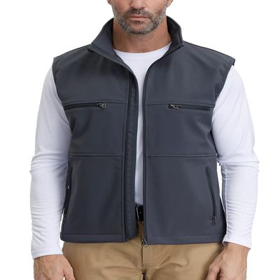 MOHEEN Men's Casual Coat Fleece Lined Sleeveless Jacket Full Zipper Softshell Vest 3XL Grey