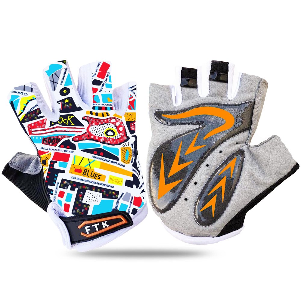 FINGER TEN Kids Bike Gloves with Gel Padding (Red, Small)