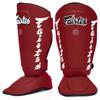 Fairtex SP7 Muay Thai Shin Guards for Men, Women, Kids | Shinguards Made with Syntek Leather & are Premium, Lightweight & Durable | Detachable shin & Foot Protector- Small, Red view 1