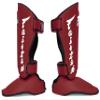 Fairtex SP7 Muay Thai Shin Guards for Men, Women, Kids | Shinguards Made with Syntek Leather & are Premium, Lightweight & Durable | Detachable shin & Foot Protector- Small, Red view 3