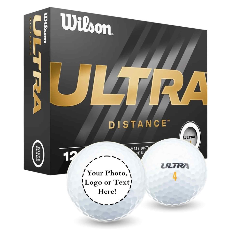 GBM Personalized Wilson Ultra Distance Golf Balls, 12-Pack + 20 Free Golf Tees - Long-Distance Playable Golf Balls Great Gift for Father's Day, Tournaments, or Events