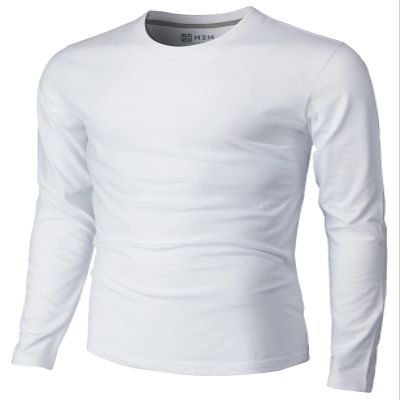 H2H Men's Comfortable Slim Fit Long Sleeve Crew Neck T-Shirt White US M/Asia L (CMTTL137)