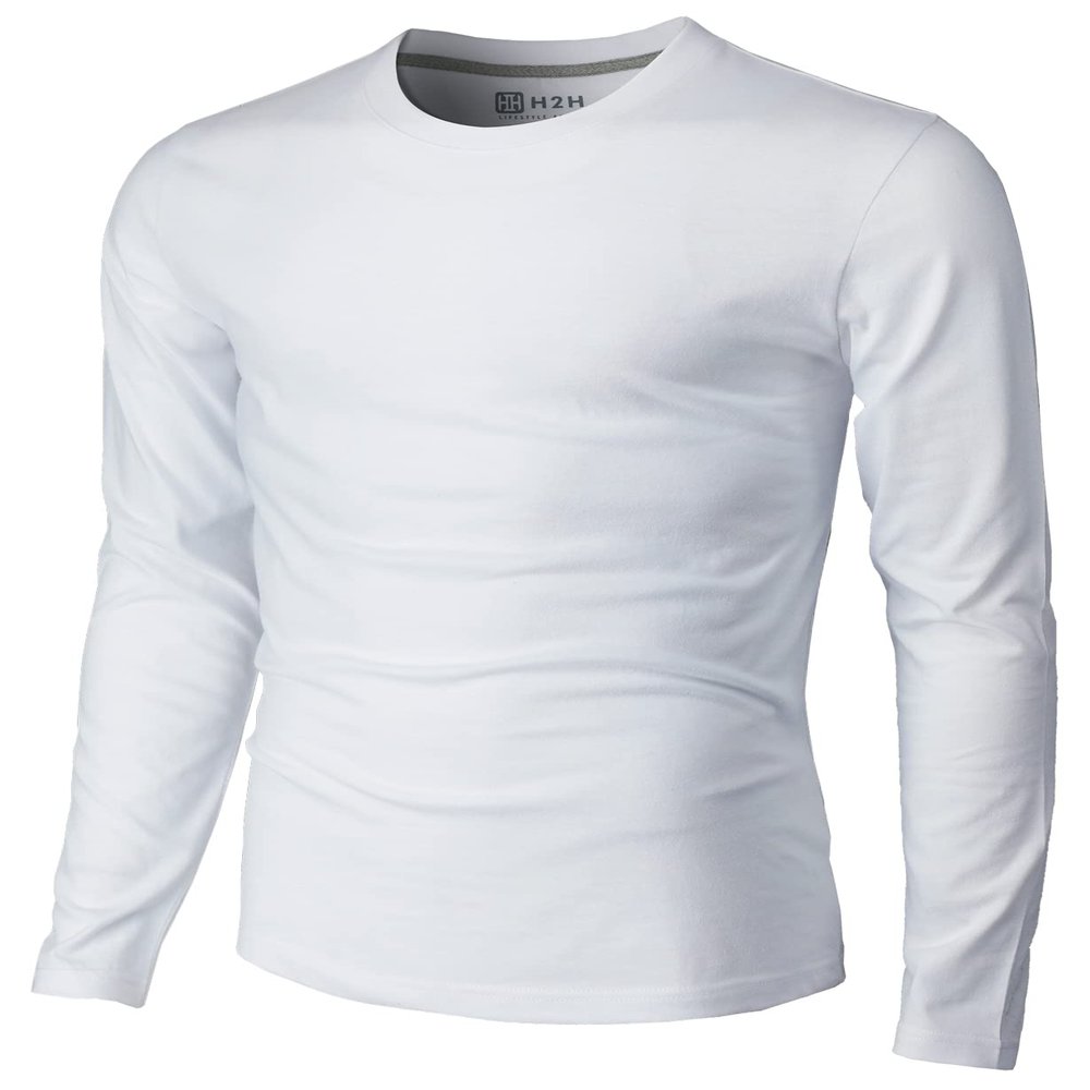 H2H Men's Lightweight and Comfortable Crew Neck T-Shirt White US L/Asia XL (CMTTL137)