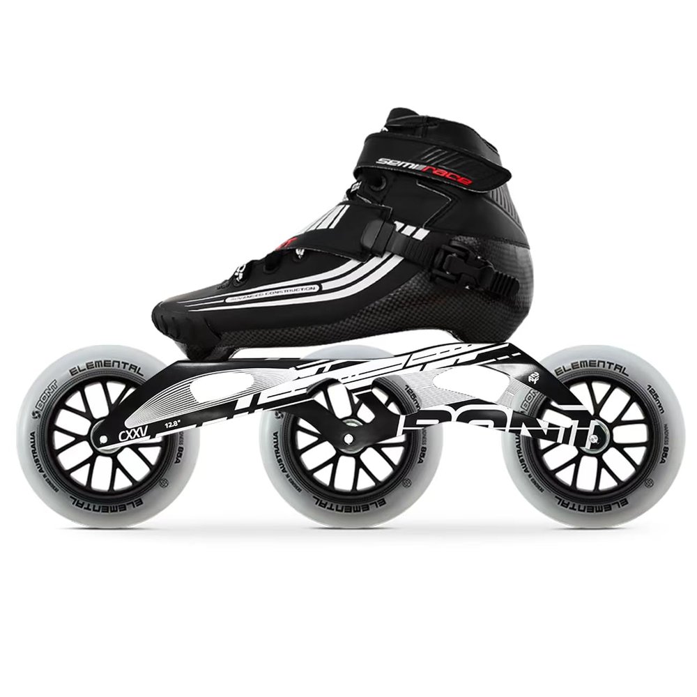 Bont 125mm Semi Race Inline Skates - Inline Speed Skating Racing - Roller Blades - 3 Wheel Skates - Easy to do a powerslide (Black/7)