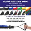 EILISON 13 PCS Resistance Band Kit with Heavy Duty Protective Nylon Sleeves for Safe Workout and Soft Anti-Slip Foam Handle, Door Anchor, Ankle Strap for Men and Women Stackable Upto 210LBS view 2