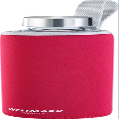 Westmark 5272226R Glass Water Bottle with Printed Cover 550 ml Glass/Silicone/Rubber, BPA-Free, Viva, Red/Silver/Clear