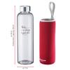 Westmark 5272226R Glass Water Bottle with Printed Cover 550 ml Glass/Silicone/Rubber, BPA-Free, Viva, Red/Silver/Clear view 3