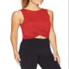 Bestisun Workout Athletic Crop Tops Yoga Pilates Shirts Gym Fitness Clothes Sports Dance Clothing Red XL view 3