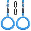 Dolibest Non-Slip Gymnastics Rings Kids Monkey Bars Swing Trapeze Bar with Adjustable Straps (41.7inch) Home Fitness Full Body Workout Ninja Warrior Obstacle Course Blue (2Pack view 1