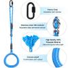 Dolibest Non-Slip Gymnastics Rings Kids Monkey Bars Swing Trapeze Bar with Adjustable Straps (41.7inch) Home Fitness Full Body Workout Ninja Warrior Obstacle Course Blue (2Pack view 3