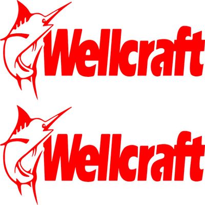 Imagnt Studio Set of 2 Boat Hull Vinyl Decals Graphics for Wellcraft Boat Restoration Stickers (Red, 48 x 16.5 inches)