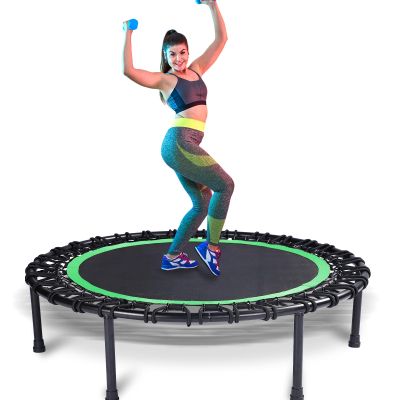 Mini Fitness Trampoline with Bungees  Stable & Quiet Rebounder for Adults, Perfect for Indoor & Outdoor Workouts