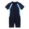 LiiYii Kids Boys Rash Guard Diving Suit One Piece Sun Protection Wetsuit UPF 50+ Short Sleeves Beachwear Navy Blue 10-12 Years view 3
