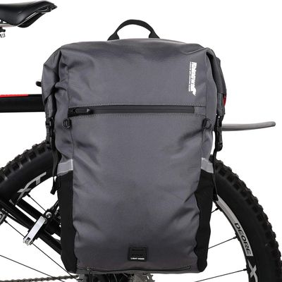 Rhinowalk Bike Bag Pannier Bag 22L Convertible - 2 in 1 Bicycle Saddle Bag Shoulder Bag Laptop Pannier Professional Cycling Accessories-Gray