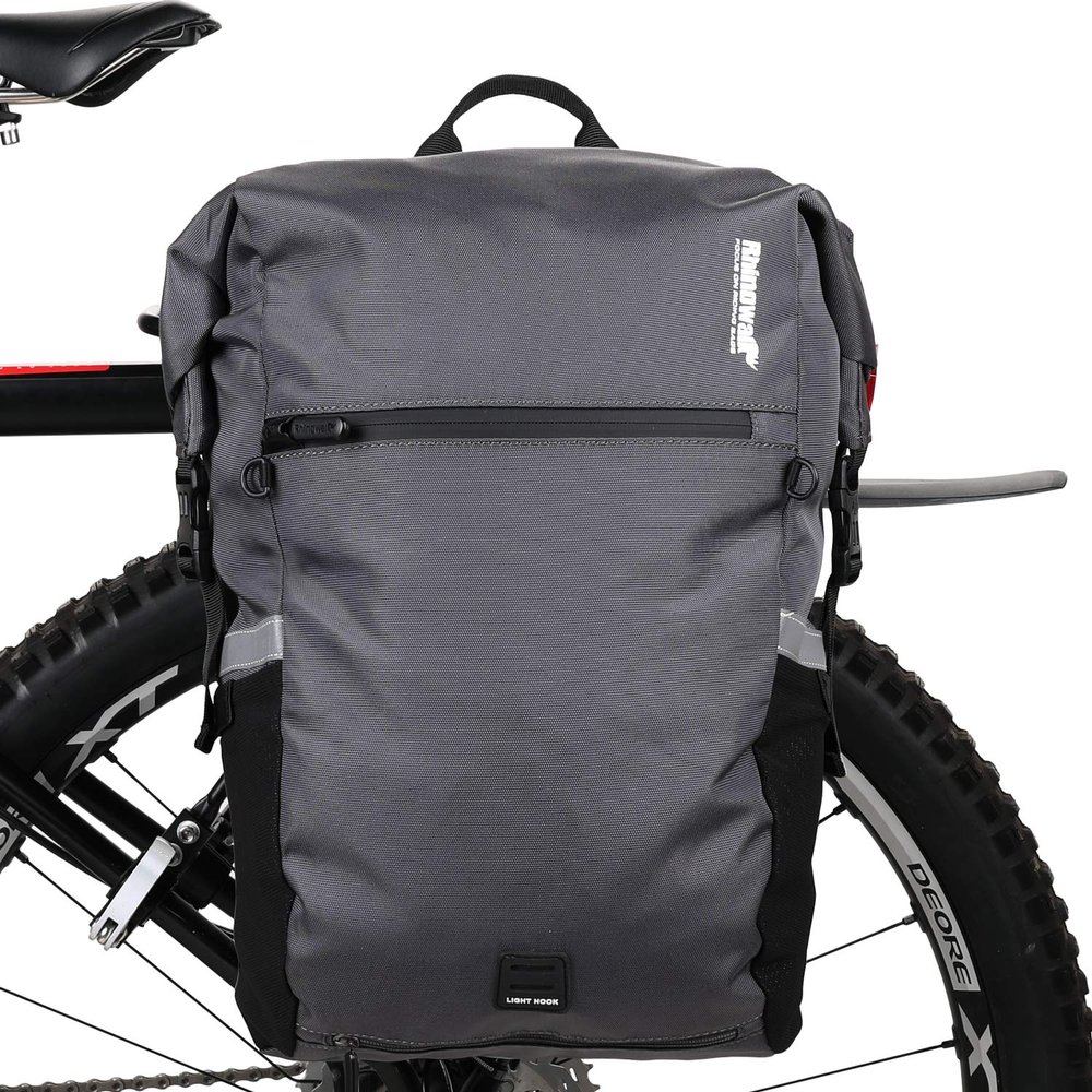 Rhinowalk Bike Bag Pannier Bag 22L Convertible - 2 in 1 Bicycle Saddle Bag Shoulder Bag Laptop Pannier Professional Cycling Accessories-Gray
