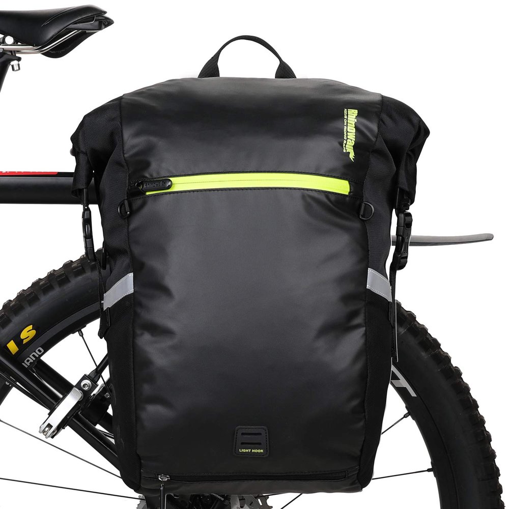Rhinowalk Bike Bag Pannier Bag 22L Convertible - 2 in 1 Bicycle Saddle Bag Shoulder Bag Laptop Pannier Professional Cycling Accessories-Black