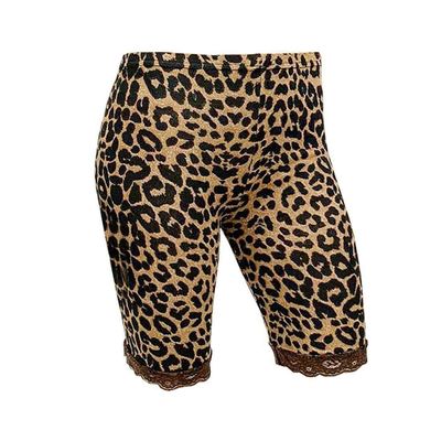 Ladies Stretchy Hot Pants Womens Sports Use Micro Fiber Lace Cycling Shorts Leopard Print Small-Medium