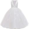 MYRISAM Little Girls Applique Princess Dress Bridesmaid Wedding Party Pageant Birthday Formal Dance Long Maxi Tulle Gown White 7-8T view 1