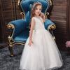 MYRISAM Little Girls Applique Princess Dress Bridesmaid Wedding Party Pageant Birthday Formal Dance Long Maxi Tulle Gown White 7-8T view 3