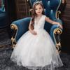 MYRISAM Little Girls Applique Princess Dress Bridesmaid Wedding Party Pageant Birthday Formal Dance Long Maxi Tulle Gown White 7-8T view 4