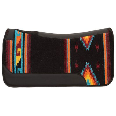 Weaver Equine 23" x 24" Pony Size Single Weave Wool Blend Horse Saddle Pad, Contoured Western Saddle Pad for Shock Absorption, Black/Orange/Navy