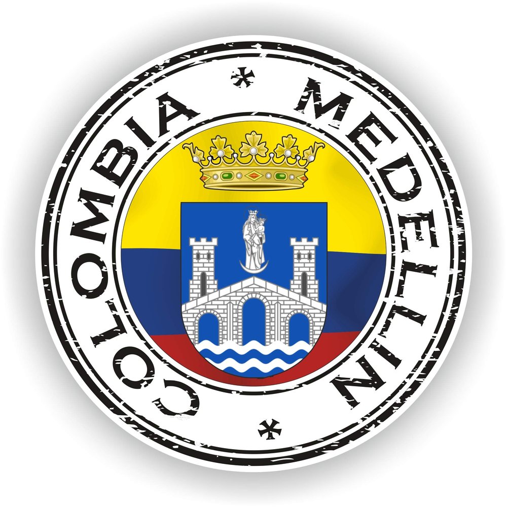 1x Colombia Medellin Round Vinyl Waterproof Sticker - 10cm / 4inches