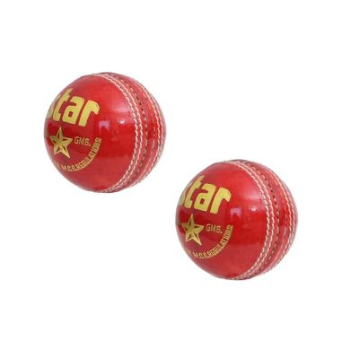 CW Star Red Leather Cricket Ball 4 Piece Season Balls Adult - Men Cricket Season Cricket Ball Red Pack of 12